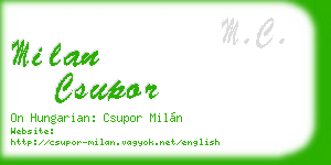 milan csupor business card